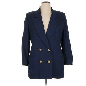 Vintage Christian Dior Navy blue blazer jacket career notched collar size 12